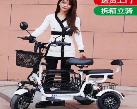全新飞鸽电动三轮车家用小型亲子接送孩子老年...