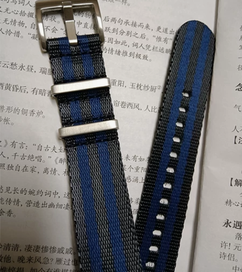 北约NATO尼龙帆布手表带22mm深灰双蓝...
