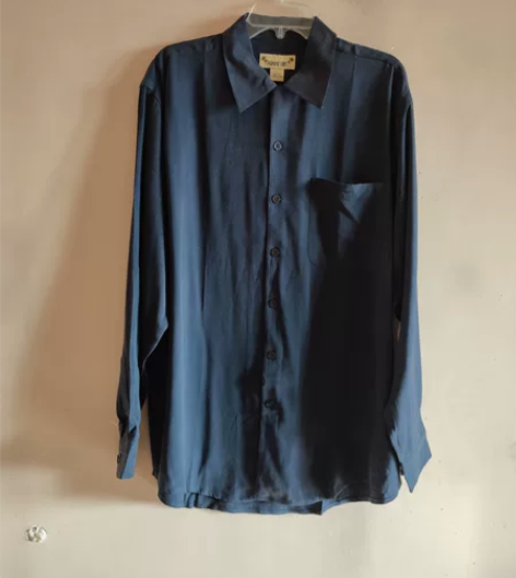 真丝蚕丝绢丝长袖上衣衬衫衬衣全新男 外单，...