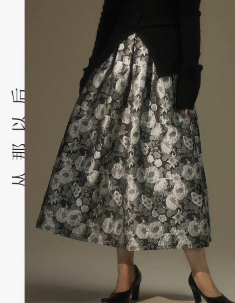 从那以后伊尔姆河畔法式高腰复古碎花半身裙a...