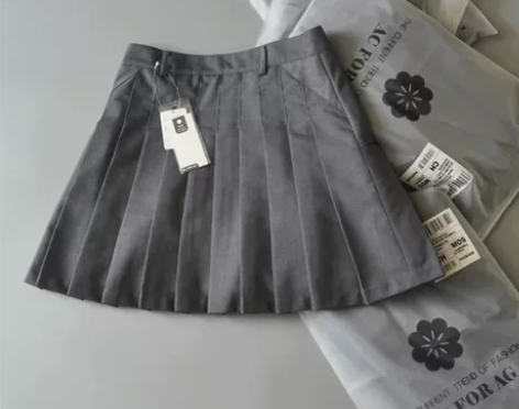 外贸原单春夏季高腰百搭学院风西装料百褶裙A...