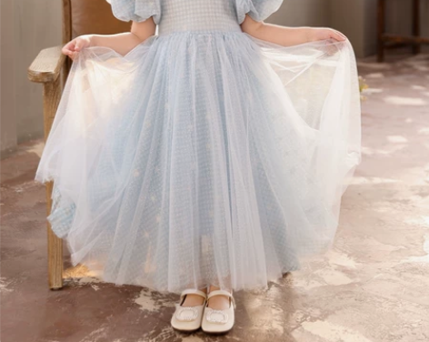 女童泡泡袖公主风连衣裙夏季儿童小碎花亮片裙...