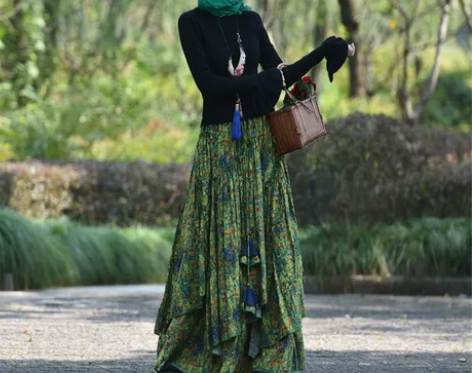 民族风裙 民族风长裙果韵素心自制春秋女装汉...