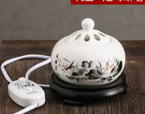 定时调温电子檀香炉 陶瓷香薰炉 沉香炉精油...