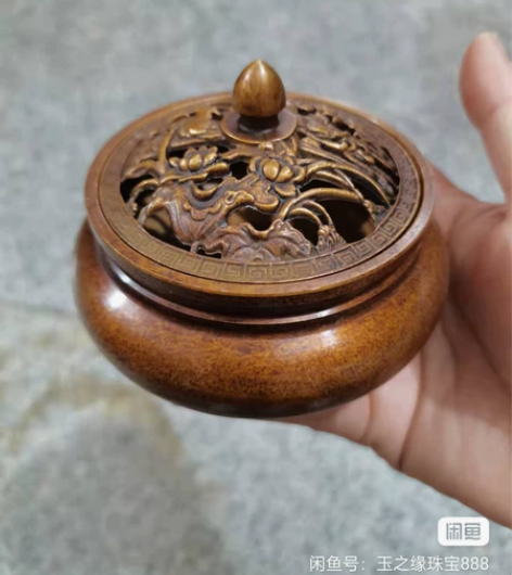 （闲置转让）大明宣德年制紫铜鸳鸯戏水熏香炉...