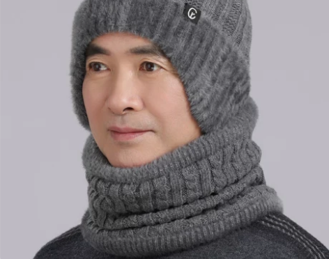中老年人帽子男士冬季保暖针织毛线帽老人帽男...