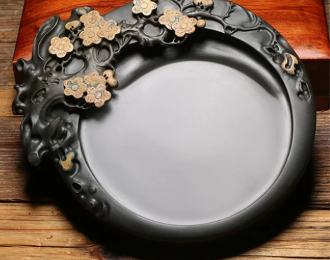 端砚孤品 精品歙砚名师歙砚老坑原石籽料 梅...