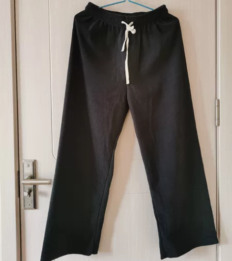 条绒阔腿裤灰色29包邮。松紧弹力腰带抽绳，...