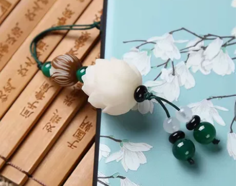 手工编创意手机挂饰白菩提吊坠招财挂绳手机莲...