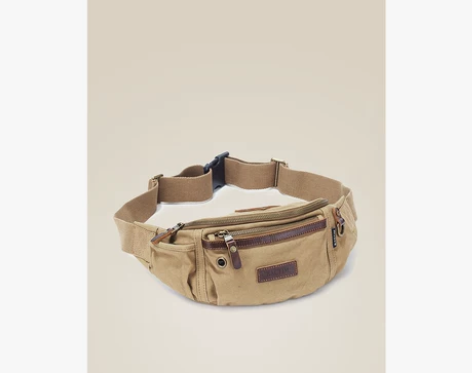 越古男士腰包帆布多功能大容量复古骑行休闲耐...