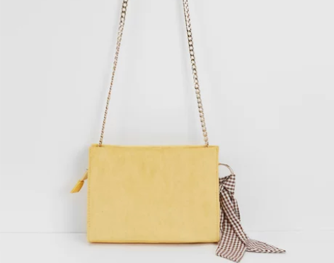 C&A时尚反绒金属链条单肩包女 新款飘带挂...