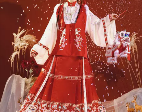 如意茗月萱成人汉服明制比甲立领马面裙拜年日...