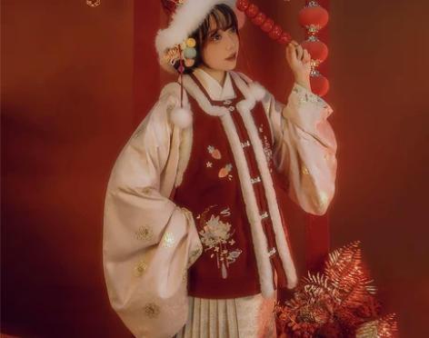 刺绣柏舟记兔汁滚滚古风汉服女现货明制绣花比...