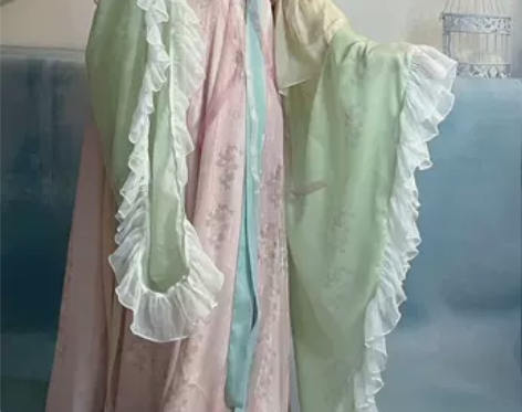 五五年原创汉服{桃花笑}南北朝大袖襦齐胸一...