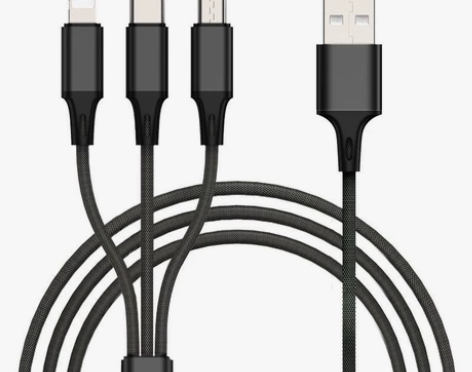 一拖三编织快充线苹果安卓口多头三合一2A快...