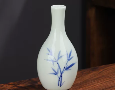 创意中式小口径花瓶精品手工绘图案陶瓷装饰插...