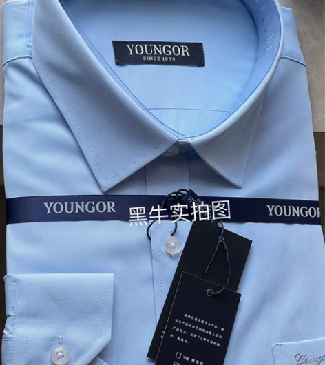 特价全新捡漏 雅戈尔纯蓝DP免烫男士长袖衬...