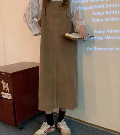 春秋灯芯绒背带裙女2022春装新款春秋韩版...