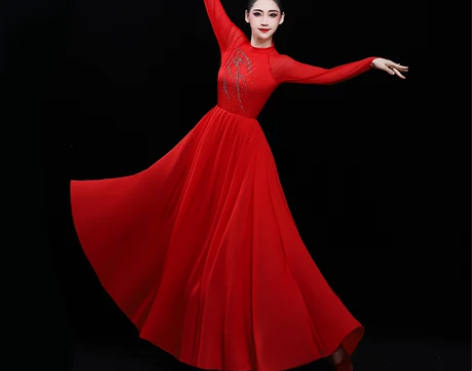 大气开场舞大摆裙演出服新款飘逸现代舞蹈连衣...