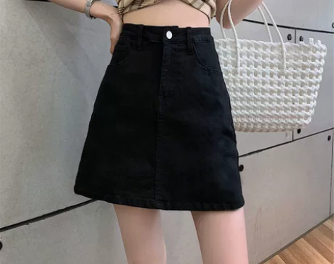 全新牛仔半身裙女夏季2022新款小个子高腰...