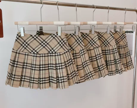 纯欲格纹裙百搭织锦a字裙格子百褶裙2021...