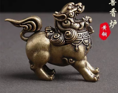全黄铜香炉复古瑞兽麒麟朝天吼檀香熏香炉招财...