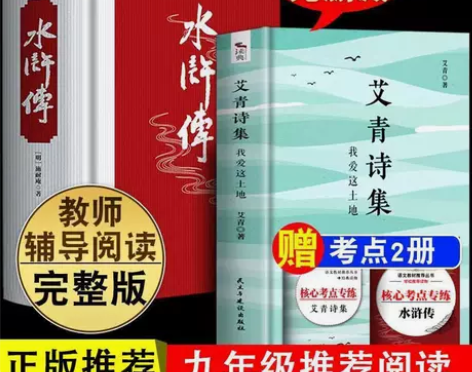 正版 赠考题本艾青诗选集水浒传九年级阅读原...