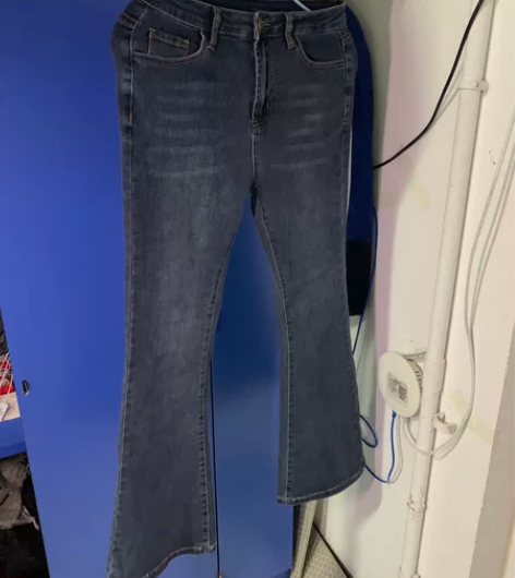 复古微喇叭牛仔裤女秋冬高腰显瘦修身美式复古...