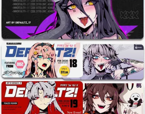 超大二次元女少鼠标垫电脑键盘防滑桌垫ins...