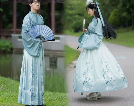 中国风魏晋制原创汉服男女古风情侣装春秋飘逸...