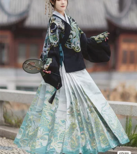 如梦霓裳汉服女明制汉服马面裙半身裙秋冬织金...