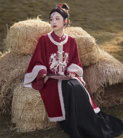 标价内收 七月夕汉服 霜栗 原创双色立领针...