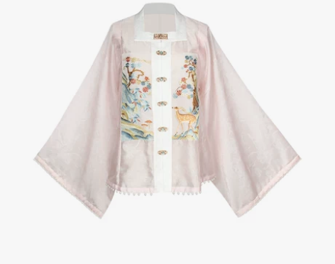 七月夕 灵鹿 明制原创双面重工绣花方领补服...