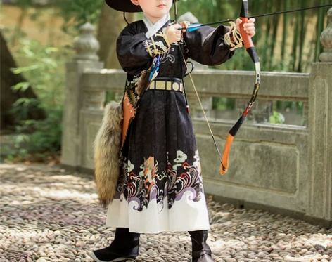 儿童汉服男童明制锦衣卫飞鱼服古风春秋男孩古...