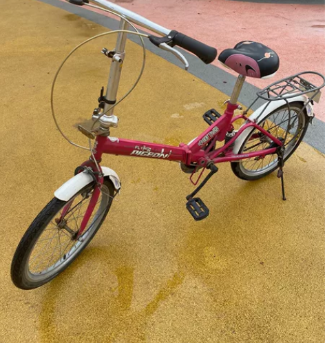 飞鸽折叠自行车，座位和前扶把高度都可以调节...