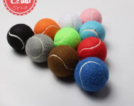 彩色网球深棕色白色浅蓝色粉色红色深绿色绿