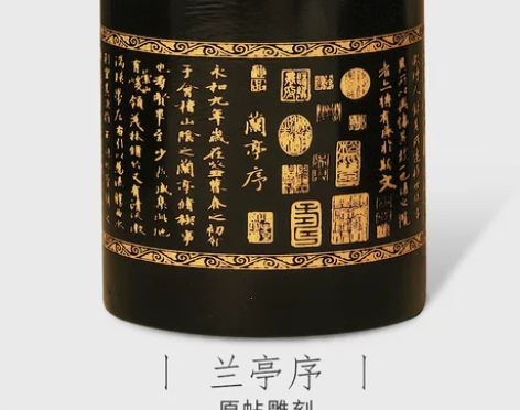 大号圆形笔筒大容量竹雕创意时尚摆件复古中国...