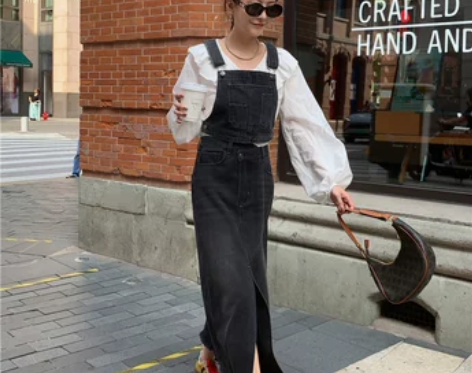 小小拉1937 两件套牛仔背带裙  上衣+...