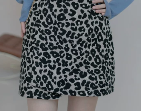 EGGKA短裙豹纹半身裙秋冬女高腰a字裙显...