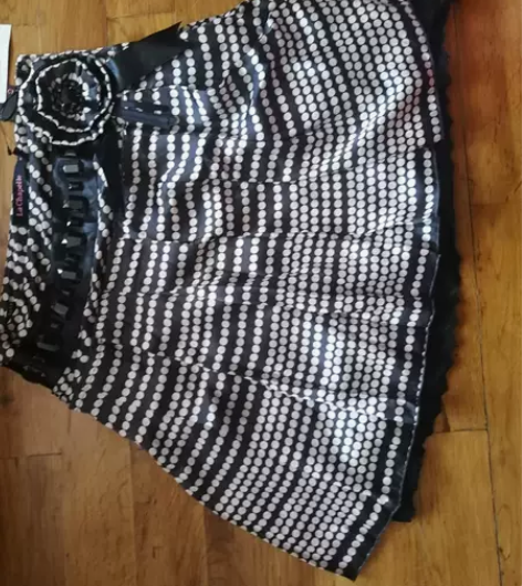 拉夏贝尔女波点裙百褶裙 短裙裙子 A字裙没...