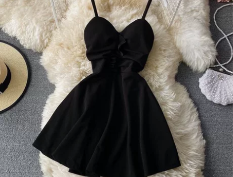 夜店性感蹦迪带胸垫吊带裙短裙子气质荷叶边修...