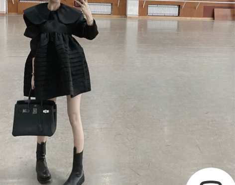 轻奢设计感蓬蓬裙高端洋气连衣裙女秋冬新款2...