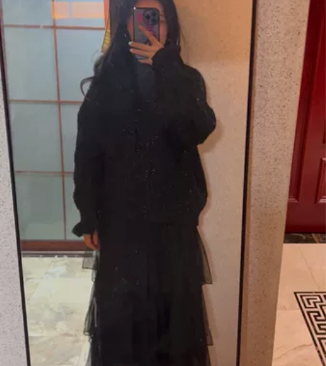 黑色毛衣针织秋冬 黑色蛋糕裙女士半身裙 可...