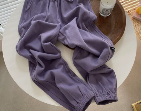 灰色贴标运动休闲裤女韩版2021秋新款高腰...