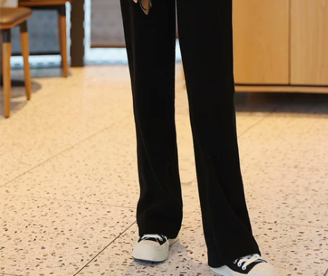 南瓜谷 长腿视觉阔腿裤裤子女秋高腰显瘦黑色...