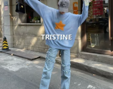 Tristine2022秋季新款复古拼接毛...