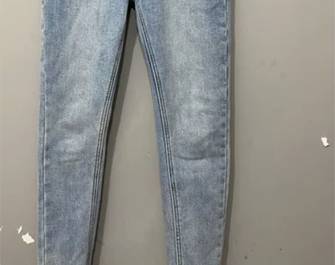 全新冬新款高腰修身显瘦刺绣笑脸字母抓绒牛仔...