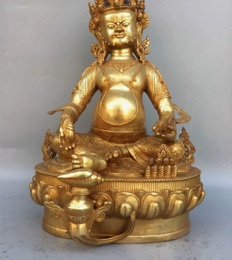 旧藏纯铜鎏金佛像 黄财神 纯铜佛像 老铜像...