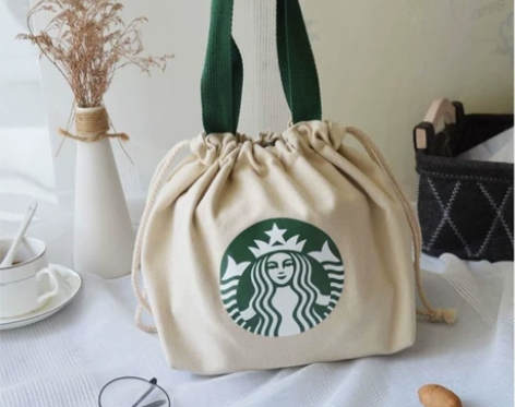 星巴克帆布包星爸爸日式上班饭盒袋便当包袋帆...