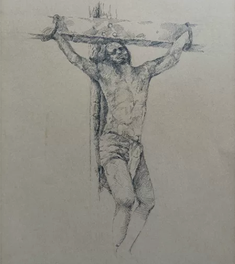 绘画作品 耶稣受难 可小刀 高中生赚点画材...